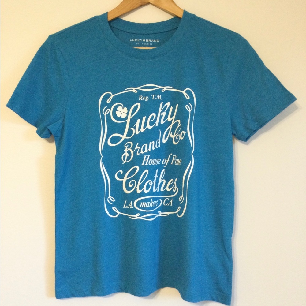 Lucky Brand Los Angeles Women’s  Teal Blue Graphic Tee Sz. S , New